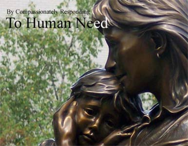 Detail of a statue representing St. Elizabeth at the Provena United Samaritans Medical Center
