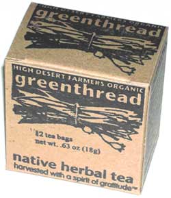 Box of greenthread tea in teabags.