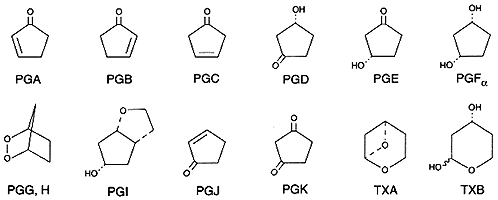 Prostaglandins and thromboxanes