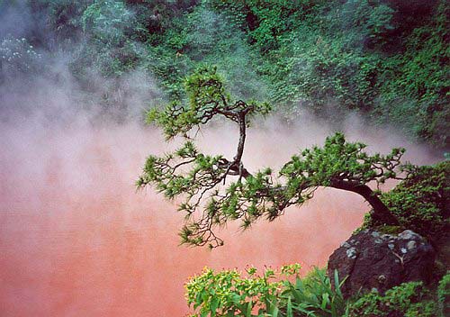 Steaming hot spring on Kyushu, Japan